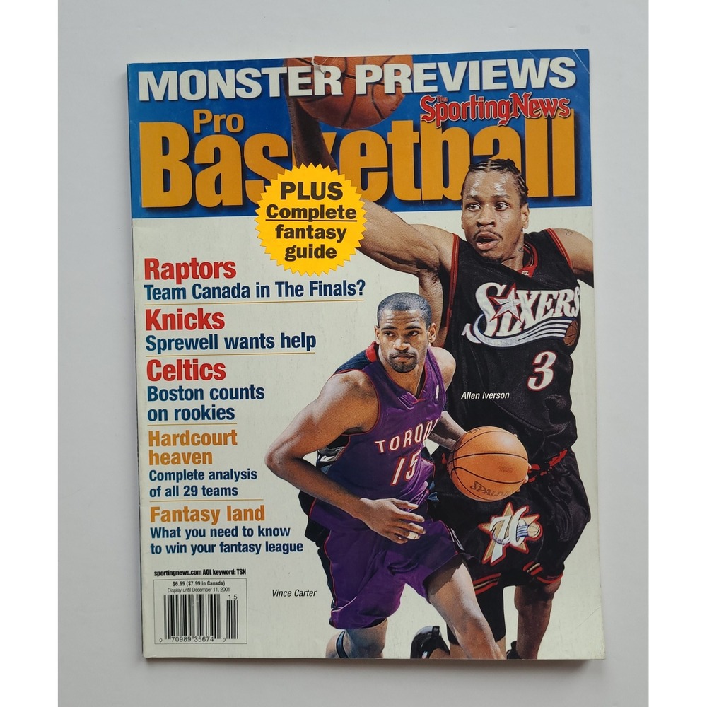 Sporting News Pro Basketball 2001 Previews Allen Iverson Vince Carter NBA
